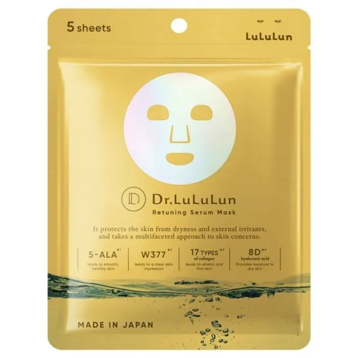 Маска для лица Lululun Retuning Serum Mask Сывороточная с 5-ALA кислотой 5 шт. (4580794012343)