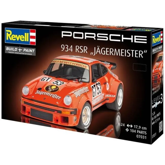 Сборная модель Revell модель автомобиль Porsche 934 RSR "Jägermeister", уровень 3, 1:24 (RVL-07031)