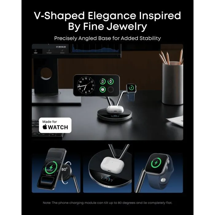 Зарядное устройство Anker Wireless 3-in-1 MagGo 25W AirCool Dock Stand black (B25X7G11) изображение 6