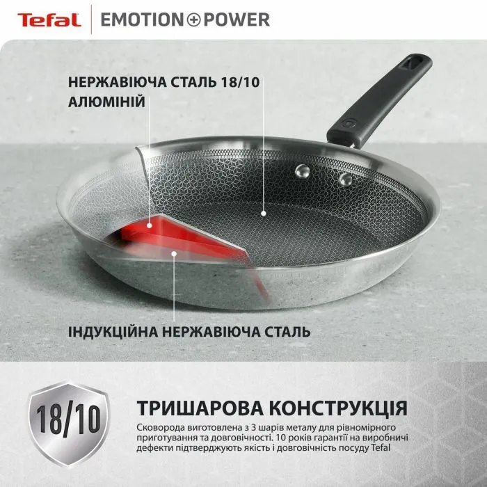 Сковорода Tefal Emotion+ Power 24 см з кришкою (SET_E3410455) изображение 6