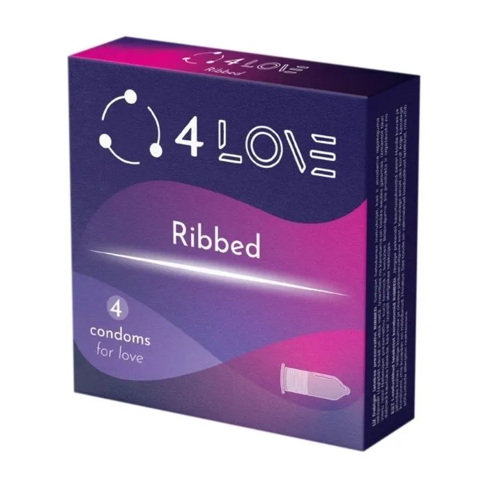 Презервативи 4Love Ribbed Ребристі 4 шт. (4770416004881)