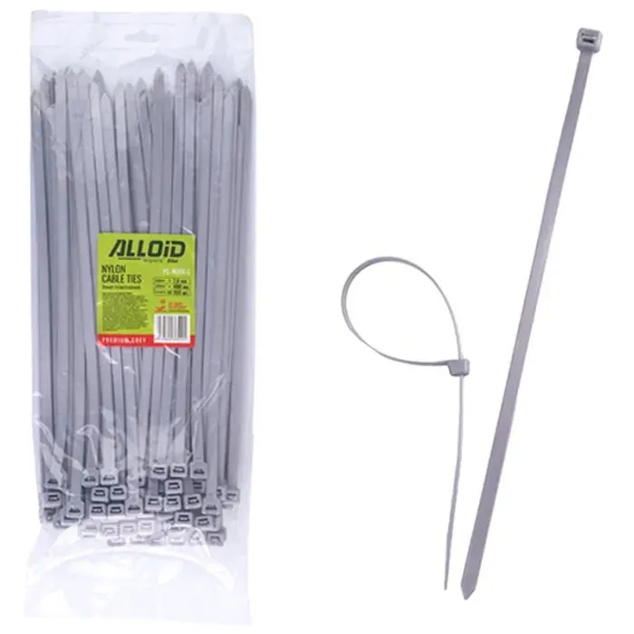 Стяжка Alloid 7.6х300мм, пластик, 100шт./уп., серый (PC-76300G)