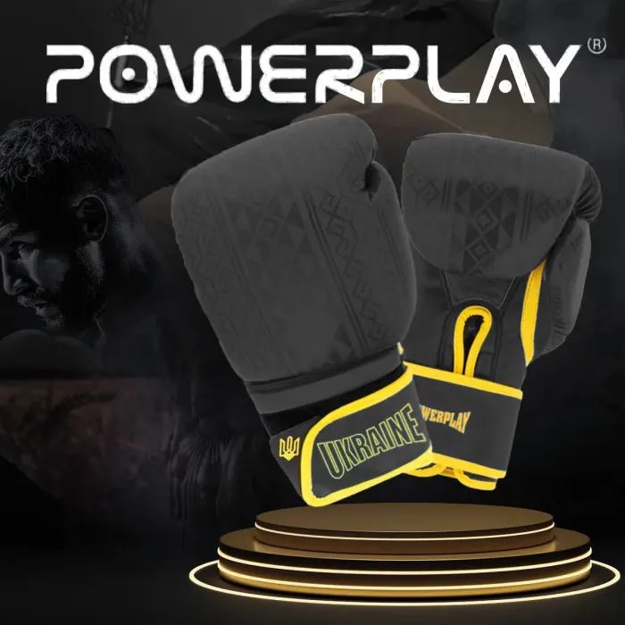 Боксерські рукавички PowerPlay 3021 Ukraine Чорні 14 унцій (PP_3021_14oz_Black) зображення 7