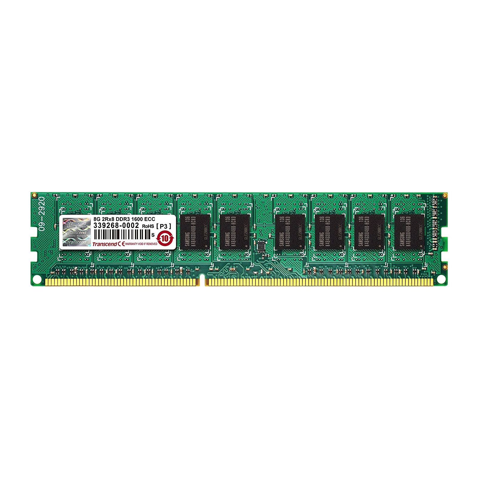 Модуль пам'яті для сервера DDR3 8GB ECC UDIMM 1600MHz 2Rx8 1.5V CL11 Transcend (TS1GLK72V6H)