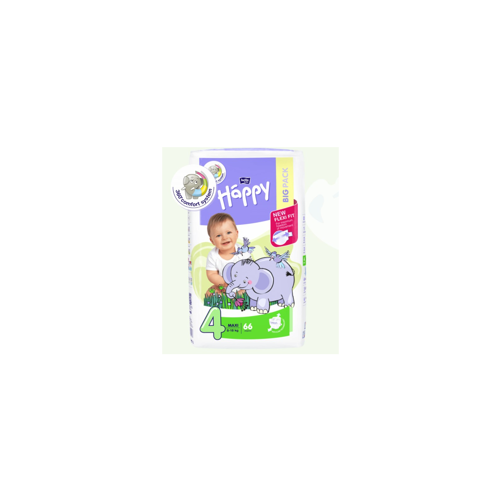 Підгузки Bella Baby Happy Green Tea 3D Maxi 8-18 кг 66 шт (5900516602888)