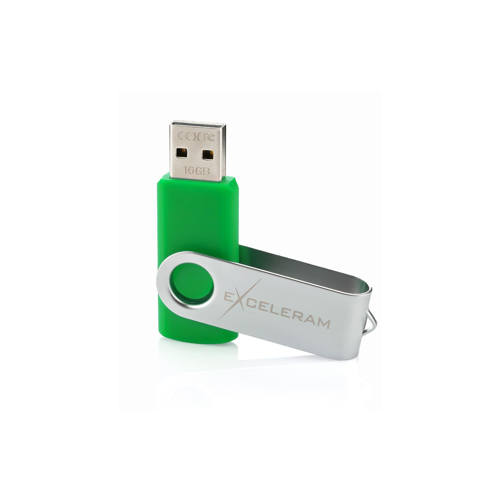USB флеш накопичувач eXceleram 8GB P1 Series Silver/Green USB 2.0 (EXP1U2SIGR08) зображення 3