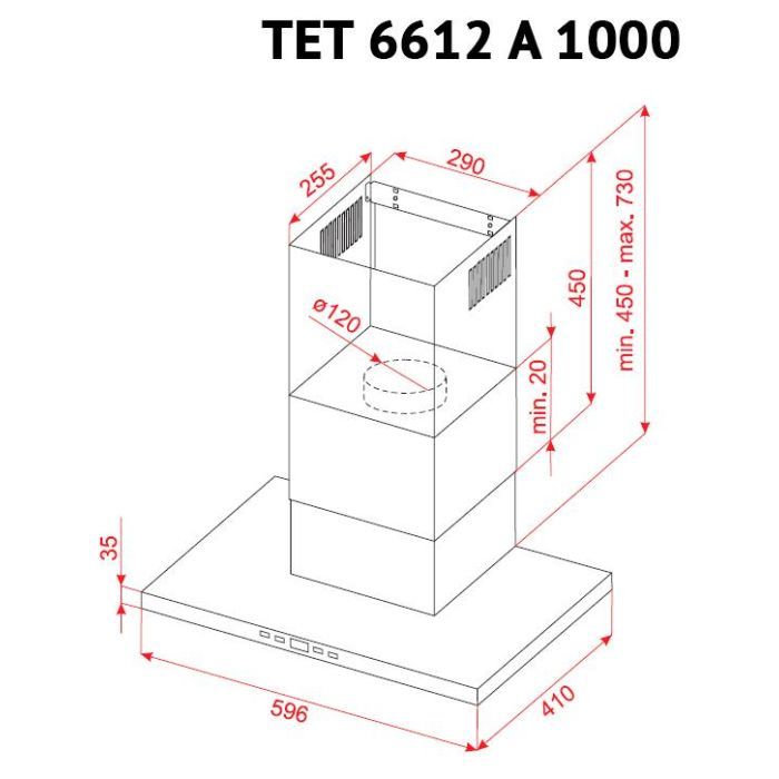 Вытяжка кухонная Perfelli TET 6612 A 1000 I LED изображение 10