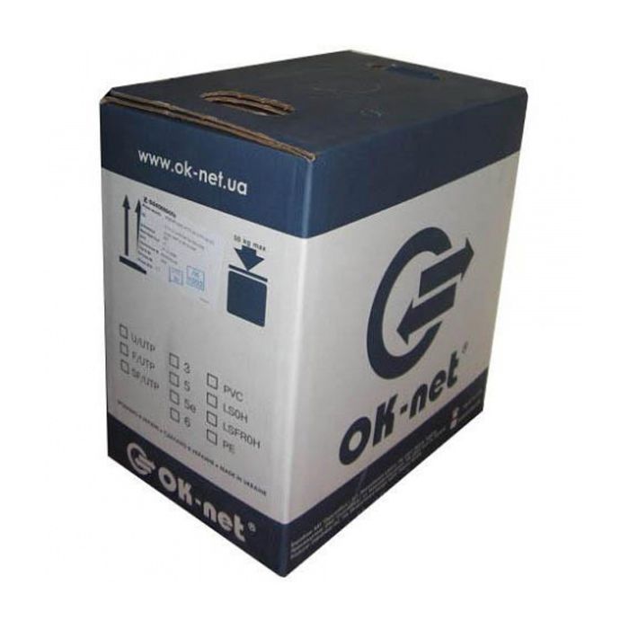 Кабель сетевой OK-Net FTP cat.5e patch AWG26/7 305м (F/UTP-cat.5Е-SL patch AWG26) (КГПВЭ-ВП (100) 4*2*AWG26/7)
