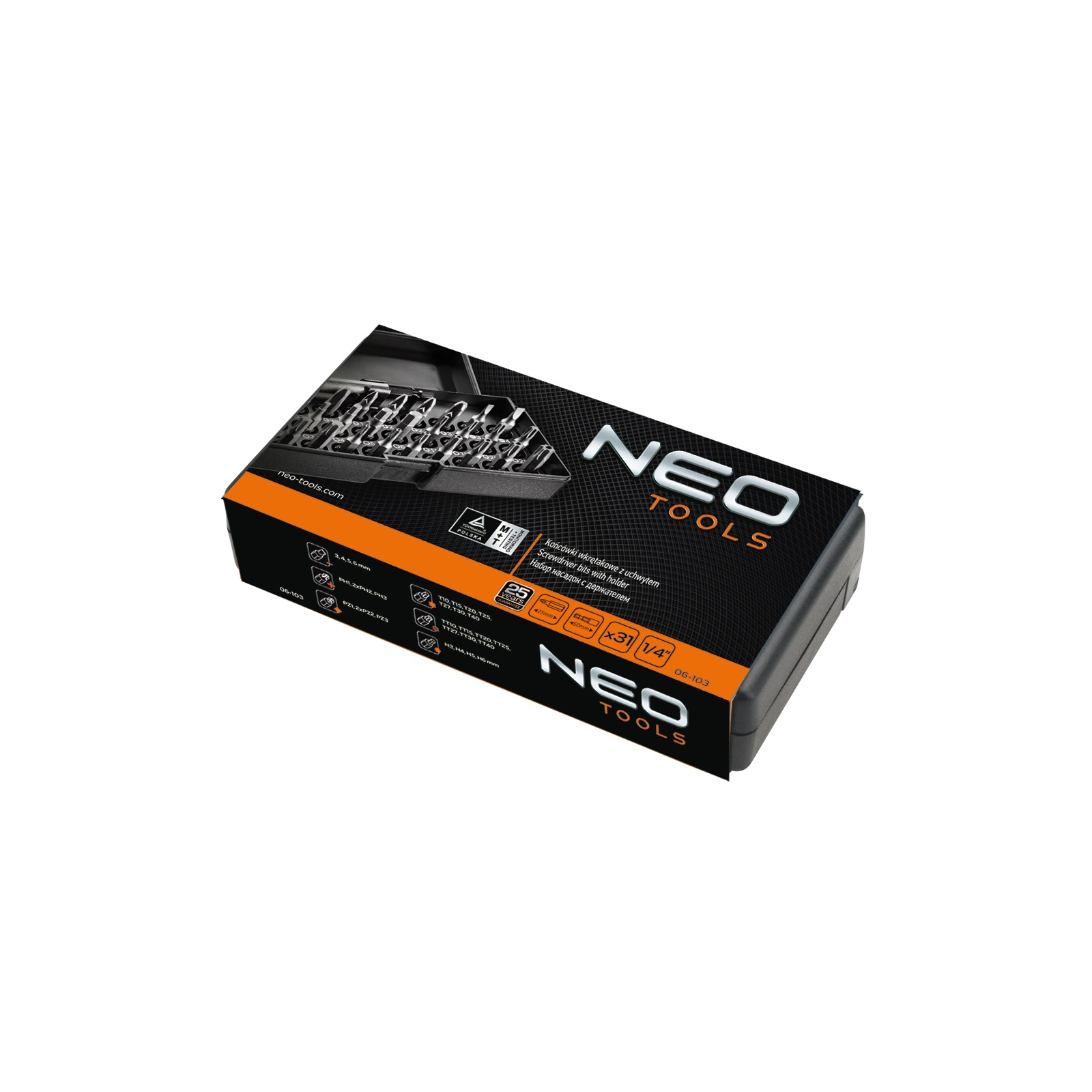 Набір біт Neo Tools 31 шт с держателем (06-103) зображення 2