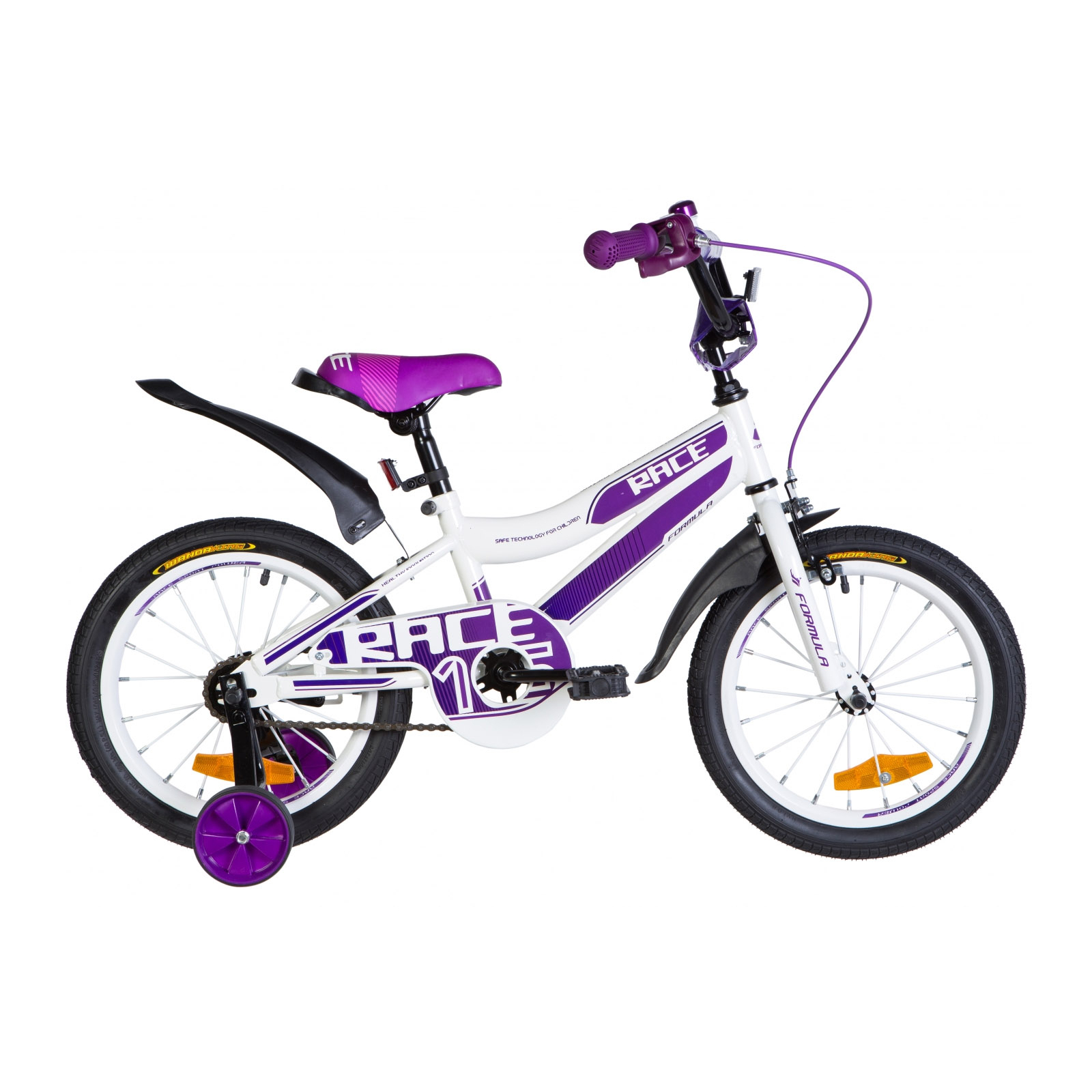 Детский велосипед Formula 16" RACE рама-9" St 2020 бело-фиолетовый (OPS-FRK-16-109)