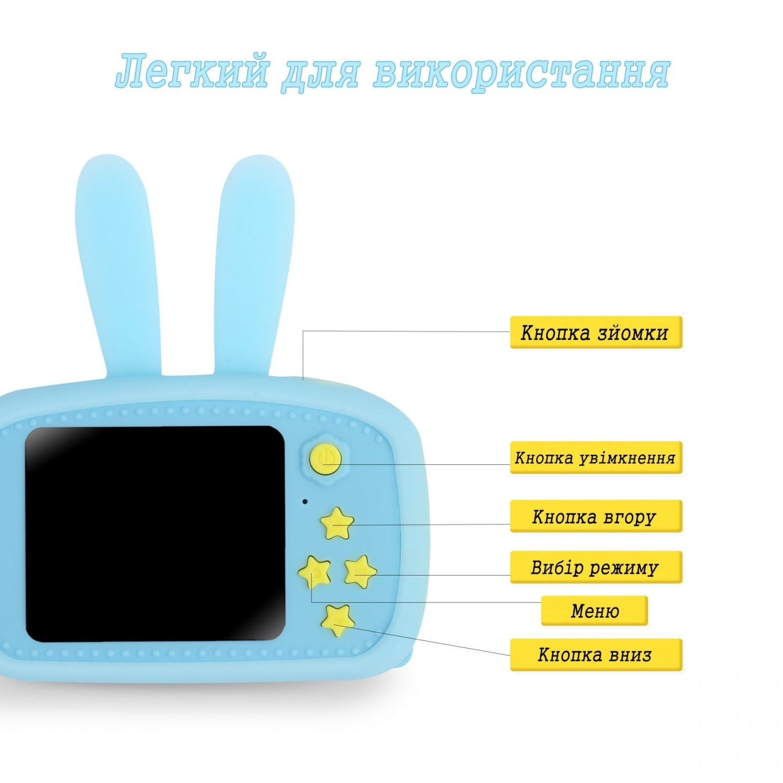 Интерактивная игрушка XoKo Rabbit Цифровой детский фотоаппарат голубой (KVR-010-BL) изображение 4