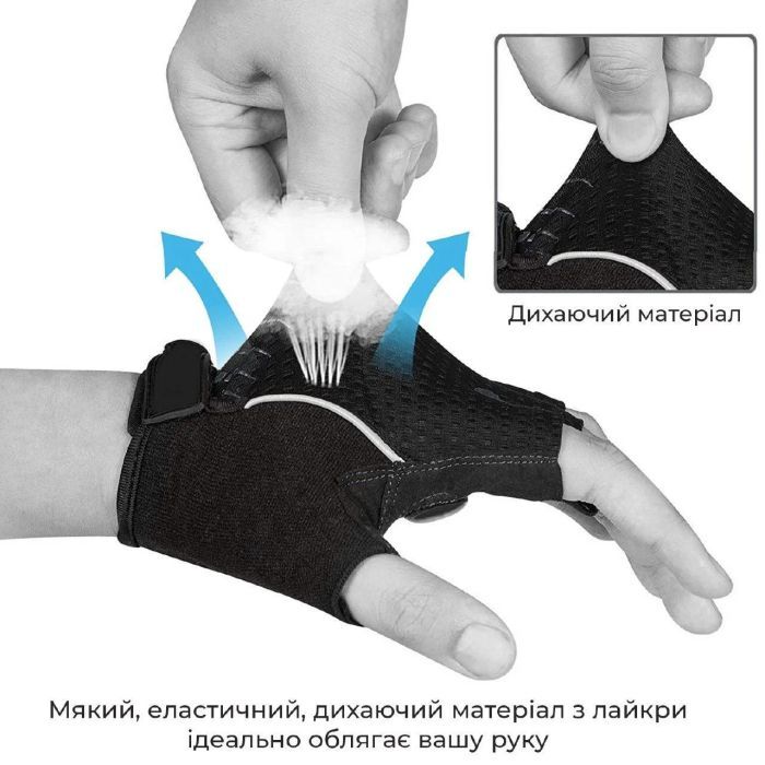 Велоперчатки PowerPlay 5041 Black/Blue L (5041B_L_Blue) изображение 4