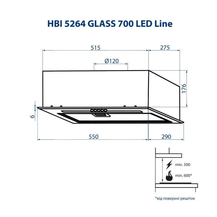 Витяжка кухонна Minola HBI 5264 WH GLASS 700 LED Line зображення 9