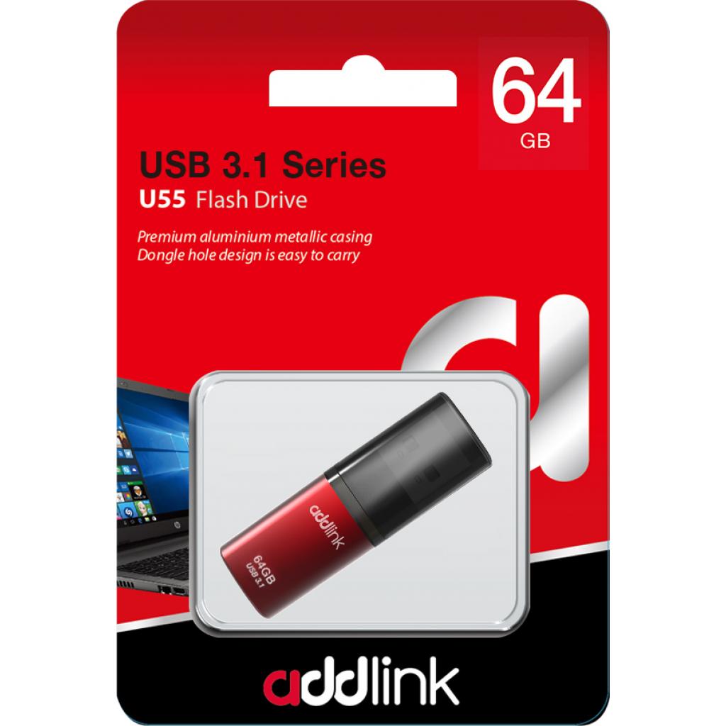 USB флеш накопитель AddLink 64GB U55 Black USB 3.1 (ad64GBU55B3) изображение 3