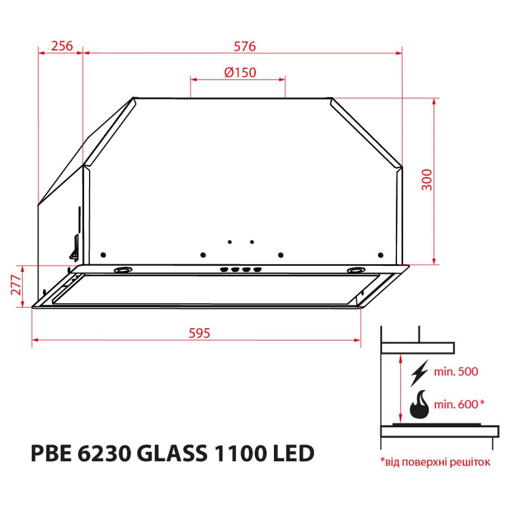 Витяжка кухонна Weilor PBE 6230 GLASS BL 1100 LED зображення 10