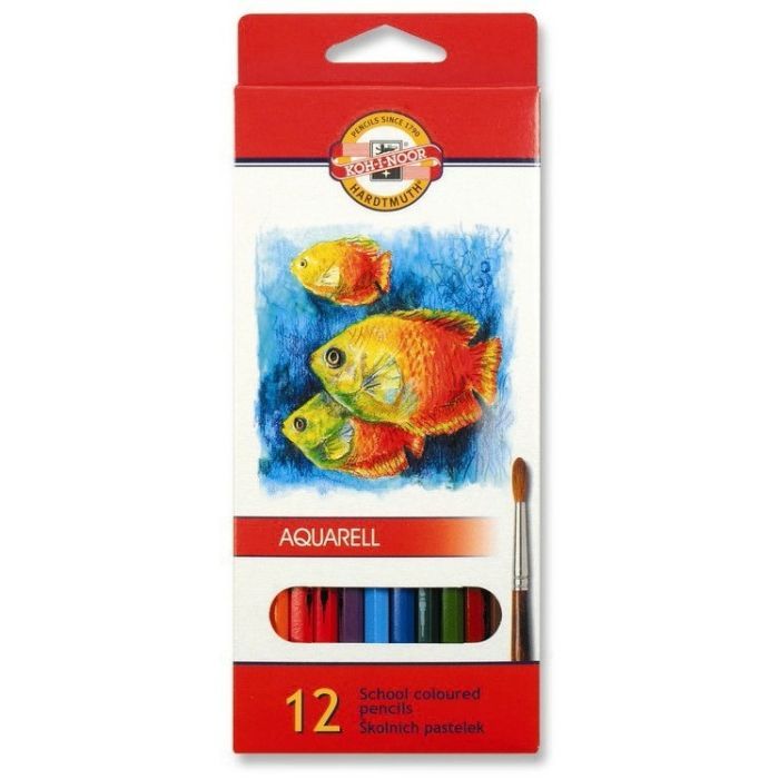 Олівці кольорові Koh-i-Noor Mondeluz Рибки акварельні 12 кольорів (3716_p)