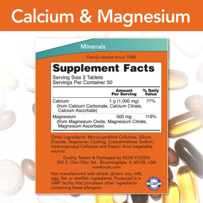 Минералы Now Foods Кальций и Магний, Calcium & Magnesium 2:1 Ratio, 100 таблет (NF1270) изображение 2