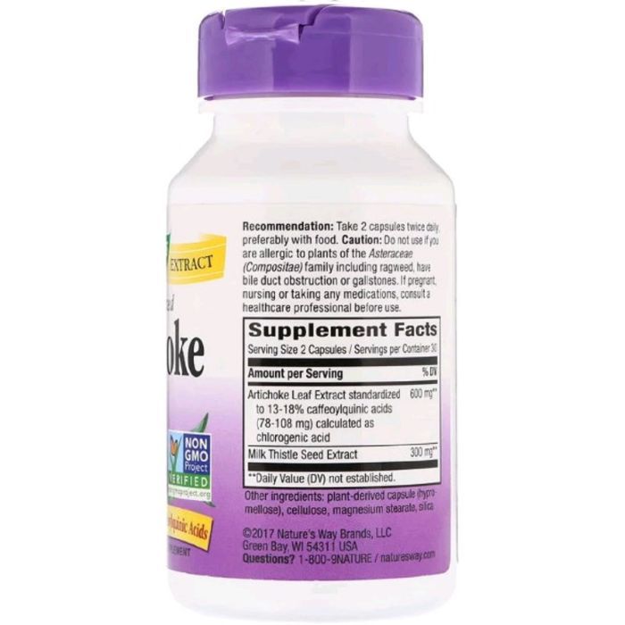 Трави Nature's Way Артишок, Artichoke, Standardized, Nature's Way 60 капсул (NWY-64600) зображення 2