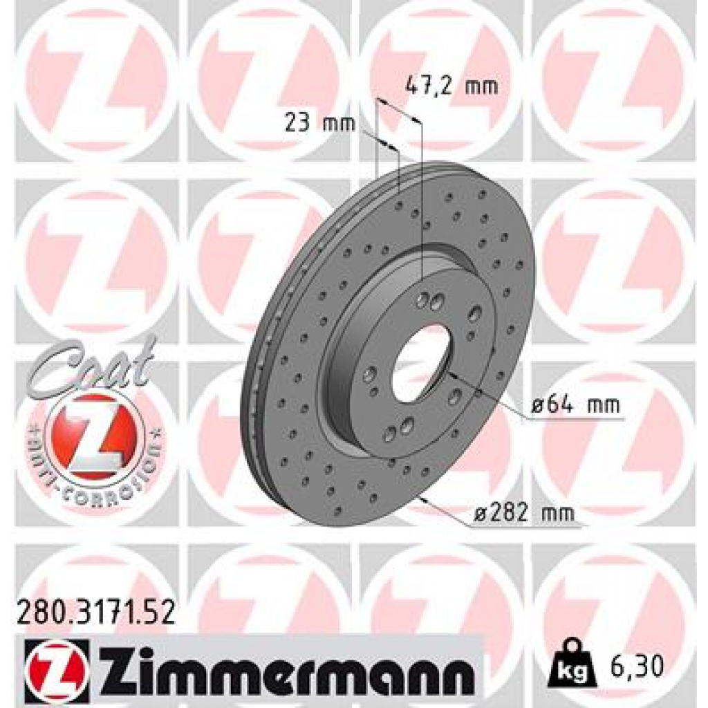 Гальмівний диск ZIMMERMANN 280.3171.52