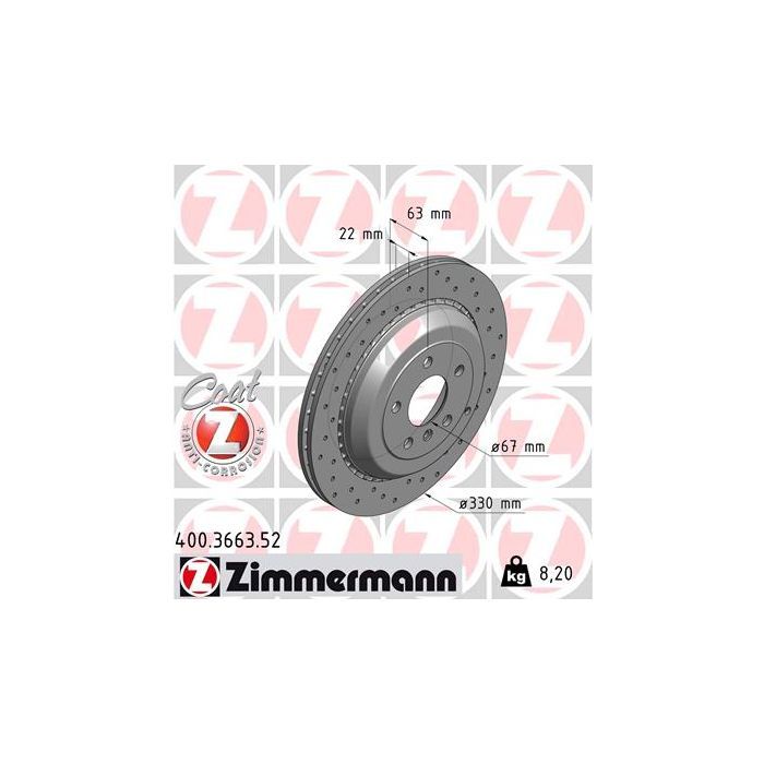 Тормозной диск ZIMMERMANN 400.3663.52