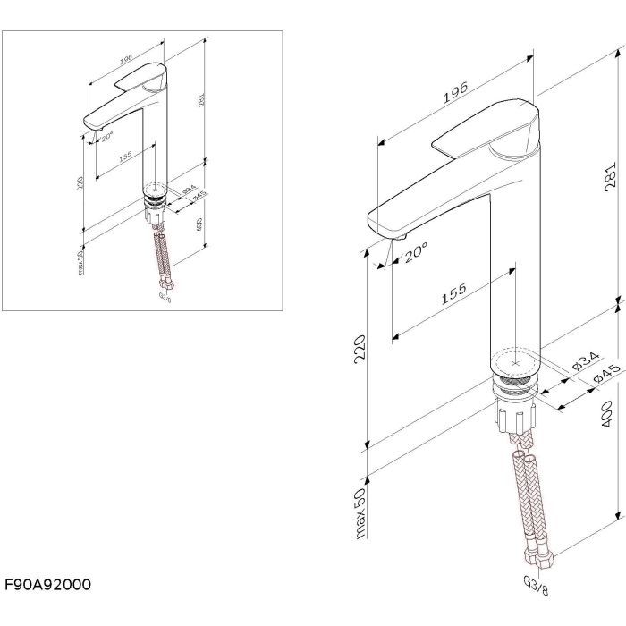 Смеситель AM.PM Gem, для умывальника высокий, хром (F90E92000) изображение 8
