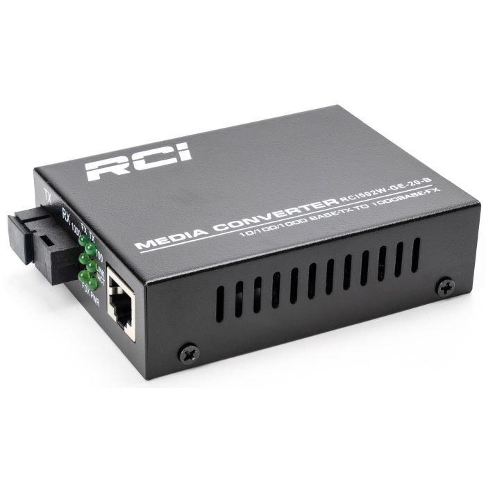 Медіаконвертер RCI 1G, 20km, SC, RJ45, Tx 1550nm standart size metal case (RCI502W-GE-20-B) зображення 2