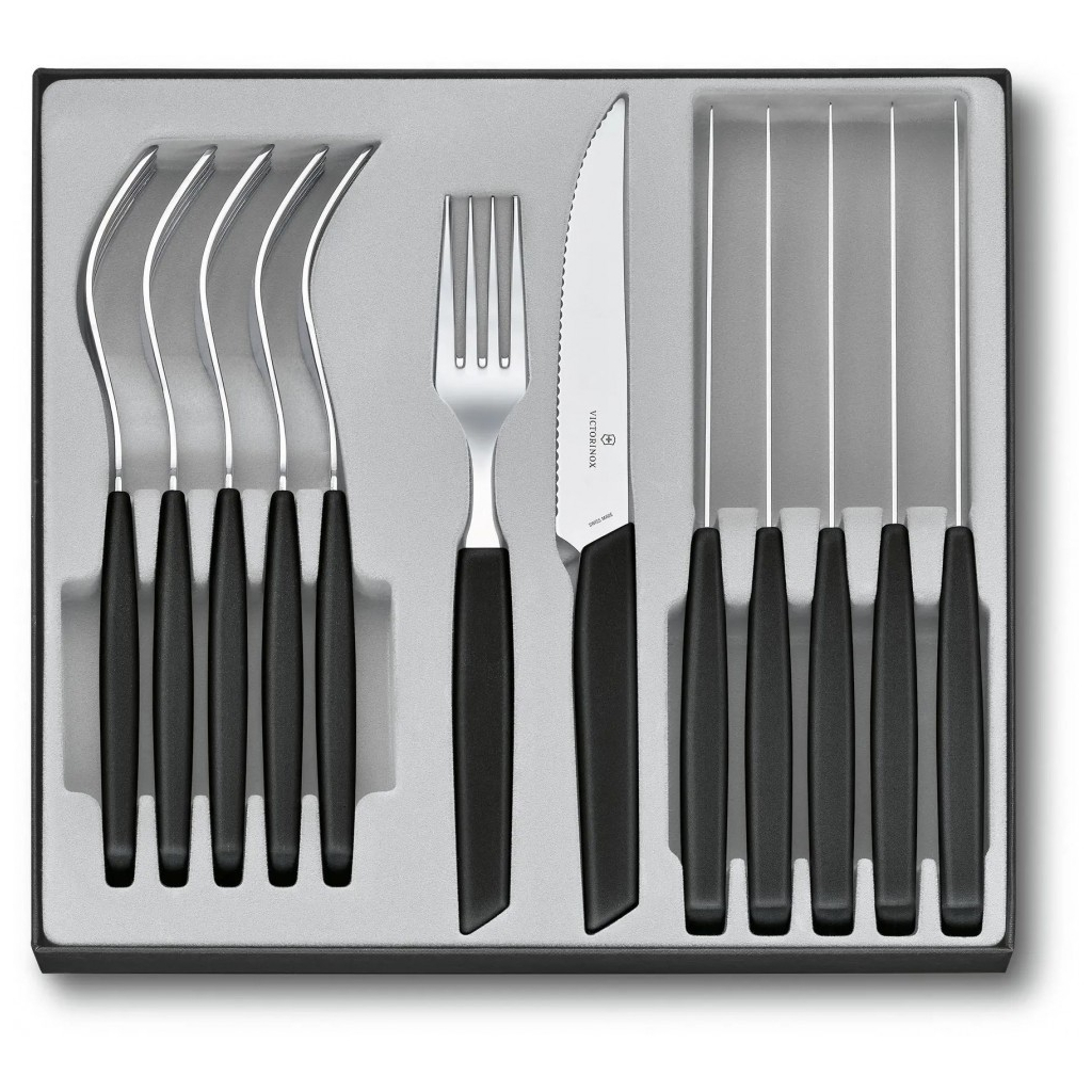 Набір столових приборів Victorinox Swiss Modern Table Set 12 шт Steak Black (6.9093.12W.12)