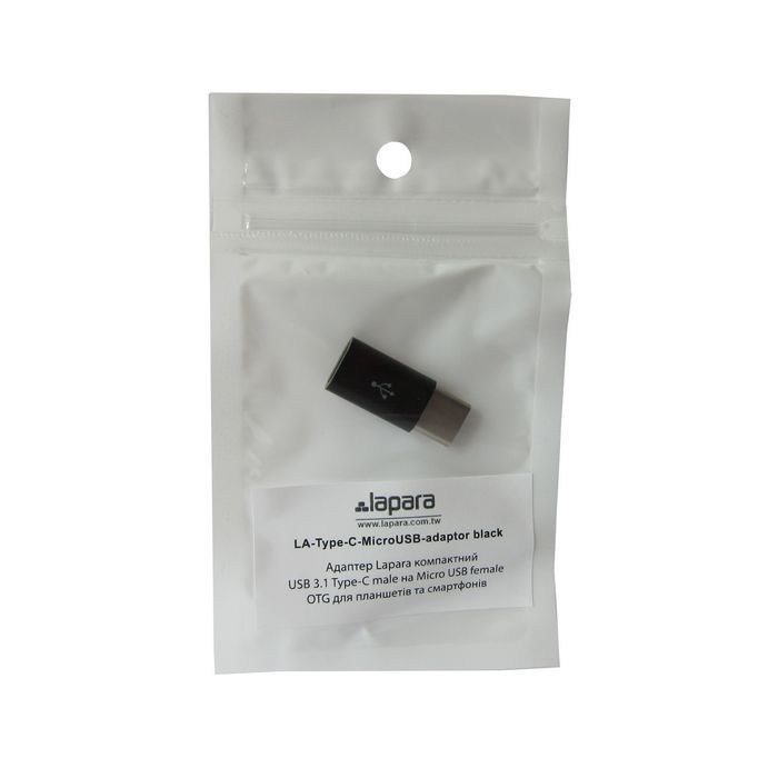 Перехідник Type-C to Micro USB Lapara (LA-Type-C-MicroUSB-adaptor black) зображення 4
