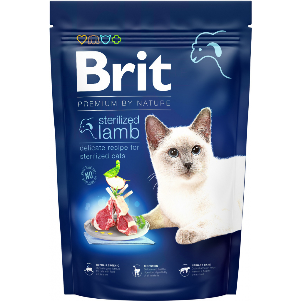 Сухой корм для кошек Brit Premium by Nature Cat Sterilized Lamb 1.5 кг (8595602553167)