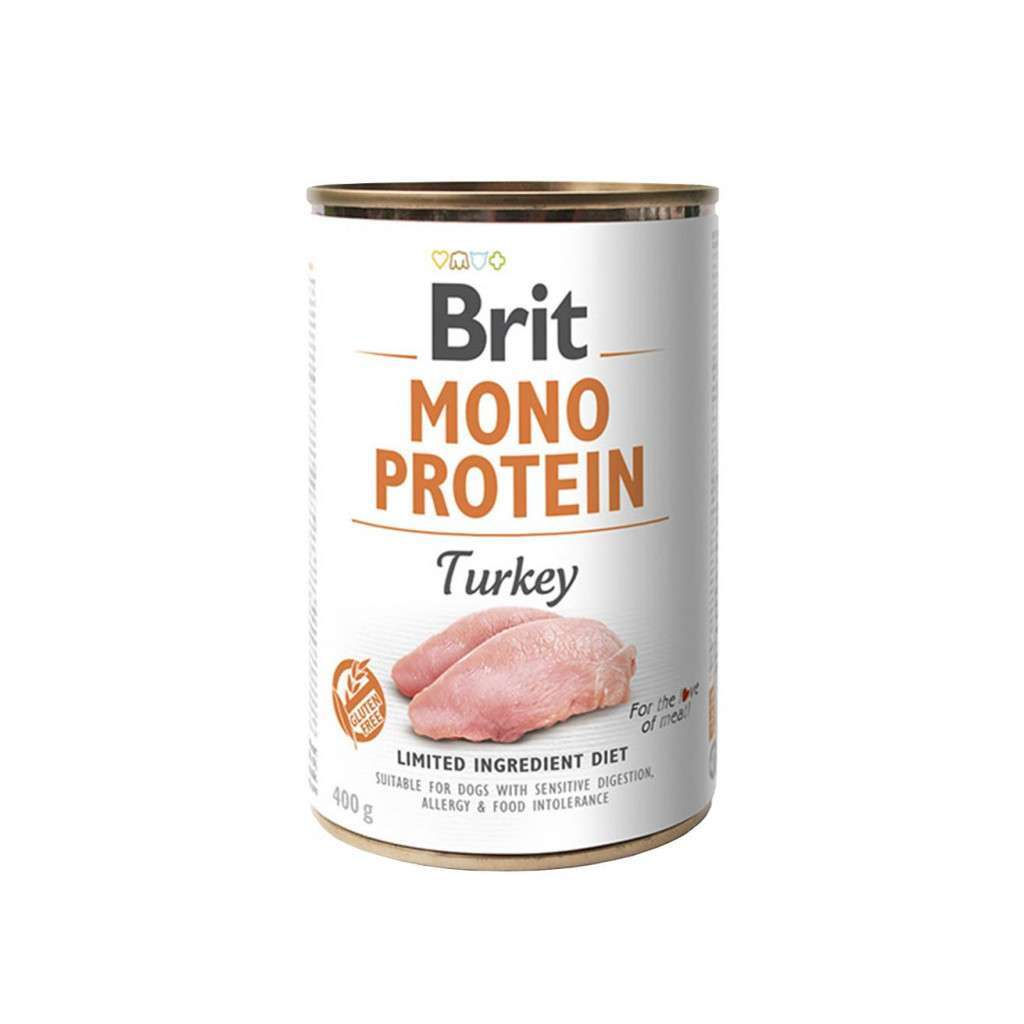 Консервы для собак Brit Mono Protein с индейкой 400 г (8595602525393/8595602555406)