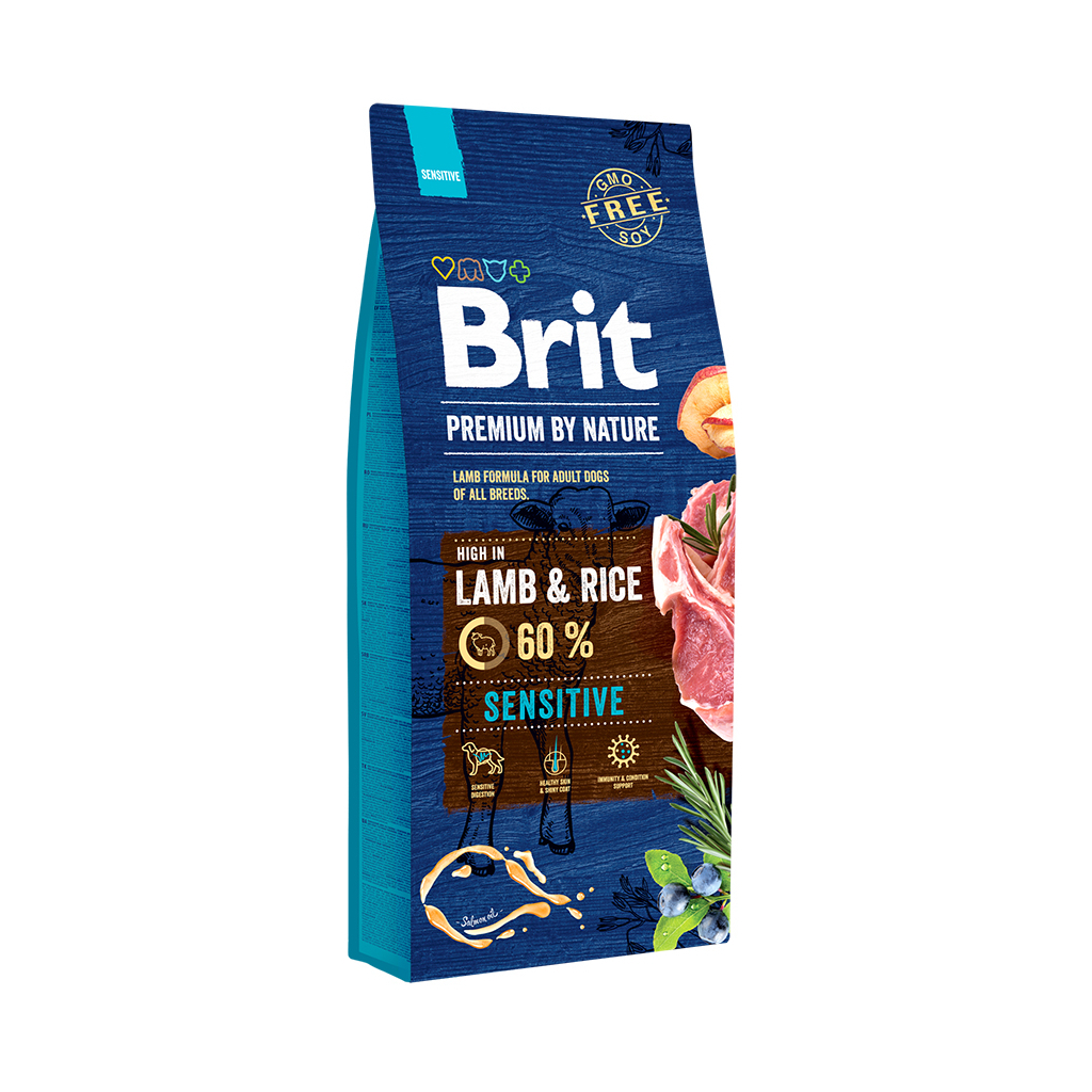 Сухий корм для собак Brit Premium Dog Sensitive Lamb 15 кг (8595602526642)