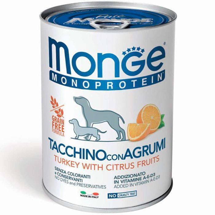 Консервы для собак Monge Dog Fruit Monoprotein индейка с цитрусами 400 г (8009470014335)