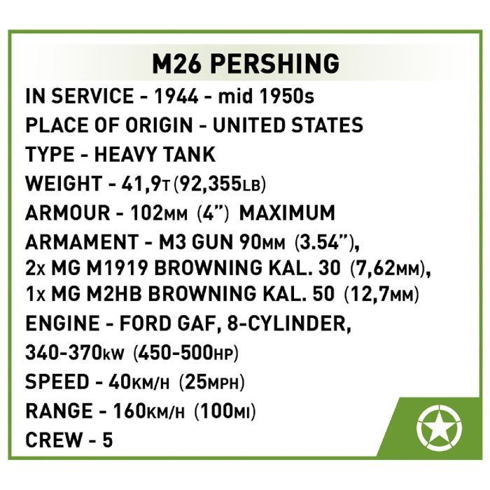 Конструктор Cobi Танк M26 Первинг 1:28, 904 детали (COBI-2564) изображение 4