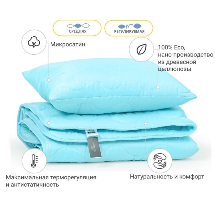 Одеяло MirSon Набор с Тенсель Всесезонный №1673 Eco Light Blue Одеяло + по (2200002657761) изображение 2