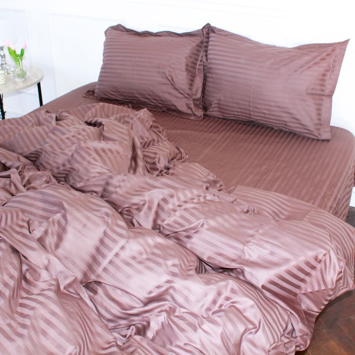 Постільна білизна MirSon SatinStripe 30-0006DarkBrown 175х210 Двоспальний (2200005249451) зображення 2