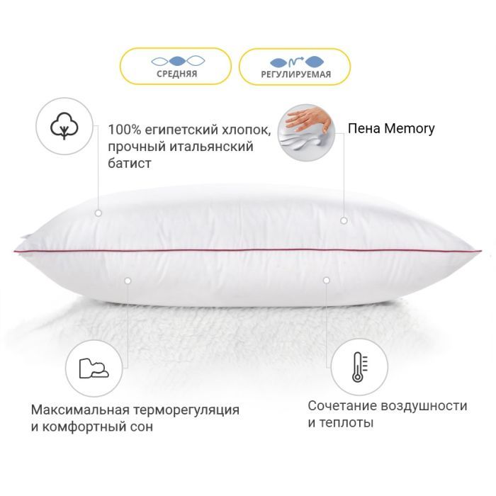 Подушка MirSon 1493 DeLuxe memory effekt Средняя 70х70 см (2200001540552) изображение 3