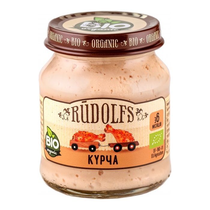 Детское пюре Rudolfs цыпленок +6 мес.120 г (4751017940815)