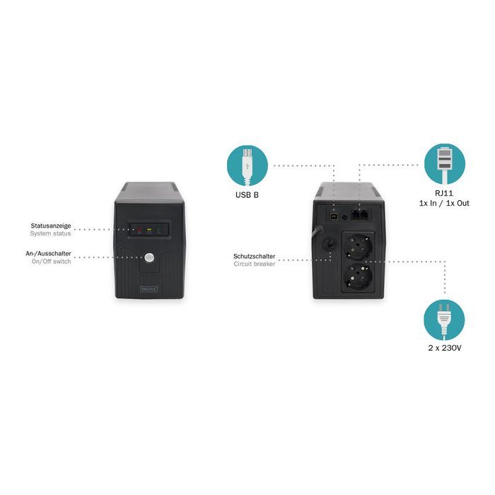 Пристрій безперебійного живлення Digitus 600VA DN-170063 (DN-170063) зображення 4