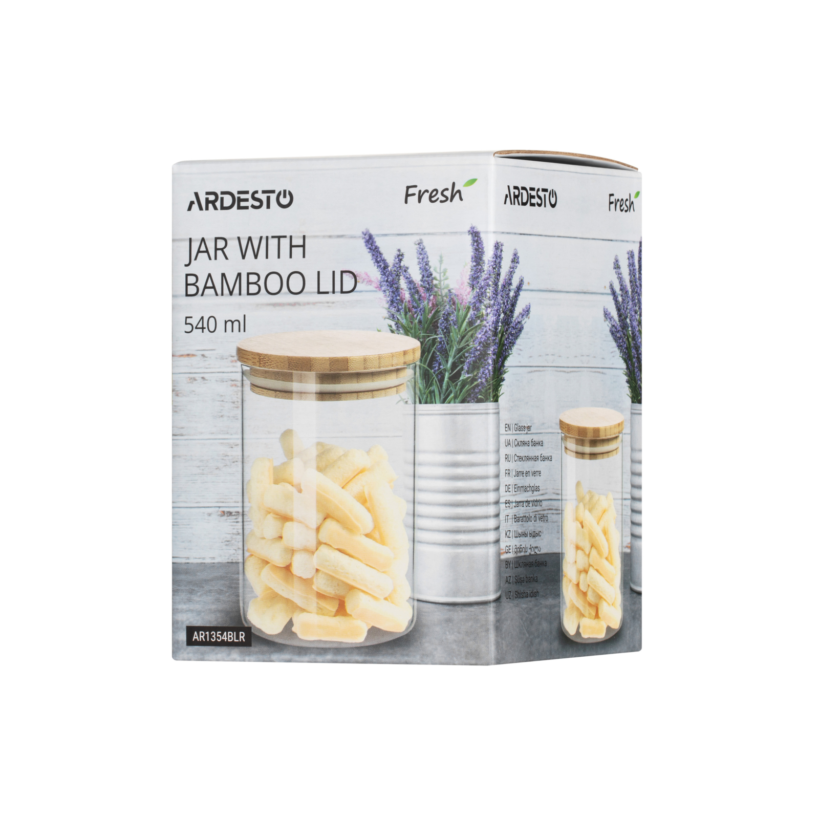 Емкость для сыпучих продуктов Ardesto Fresh стекло, бамбук 1300 мл (AR1313BLR) изображение 4