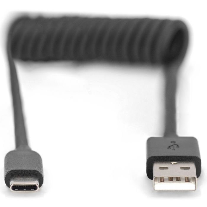 Дата кабель USB 2.0 AM to USB-C 1.0m (0.32m) spiral black Digitus (AK-300430-006-S) зображення 2