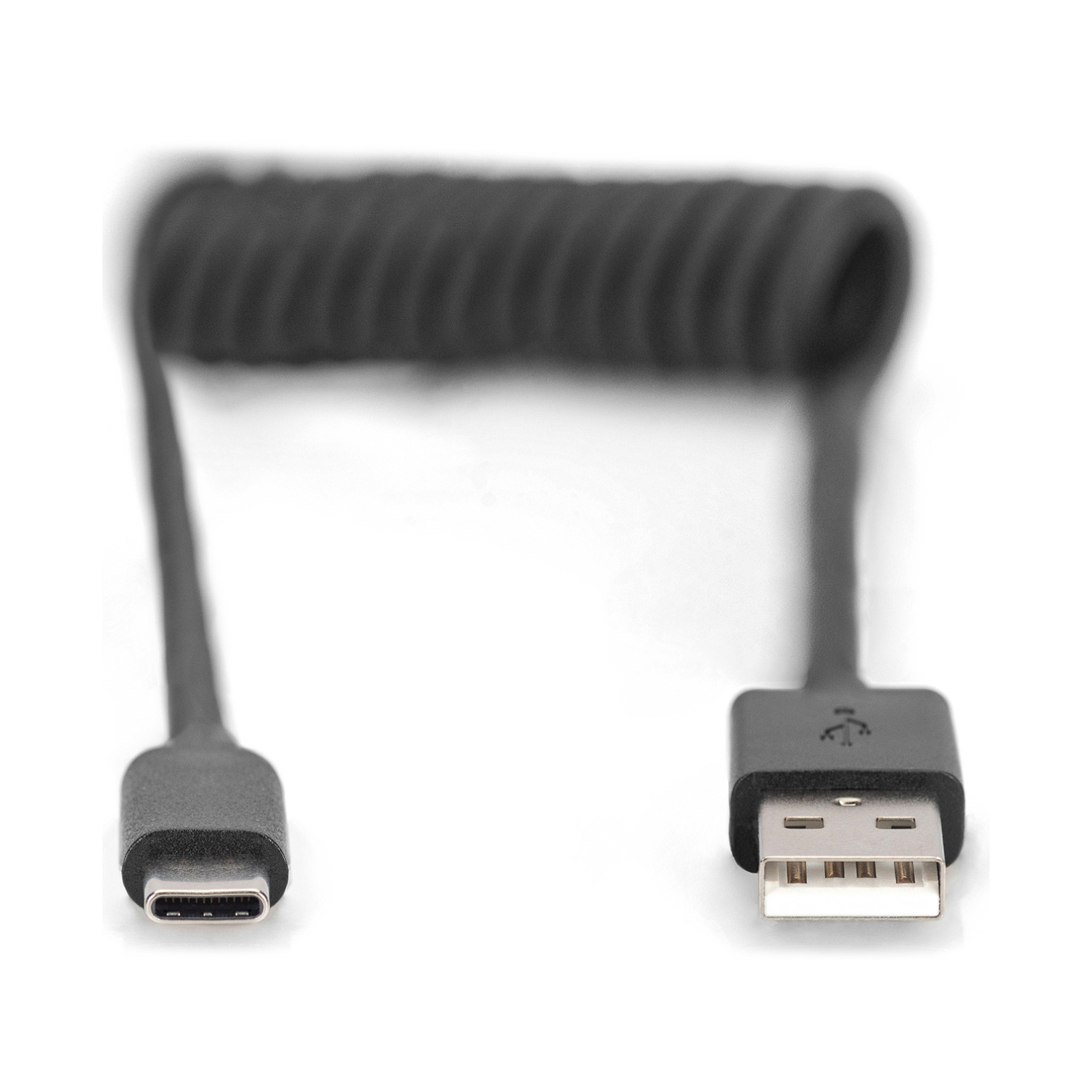 Дата кабель USB 2.0 AM to Type-C 1.0m (0.32m) spiral black Digitus (AK-300430-006-S) изображение 2
