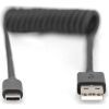 Дата кабель USB 2.0 AM to USB-C 1.0m (0.32m) spiral black Digitus (AK-300430-006-S) зображення 2