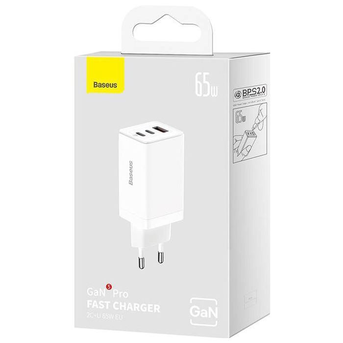 Зарядное устройство Baseus 65W GaN5 Pro 2C+U(CCGP120202 ) white (960194) изображение 6