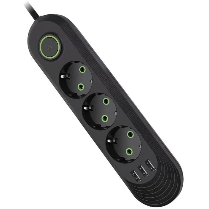 Сетевой фильтр питания Voltronic F03U, 3роз EU, 3*USB Black (F03U-Black)