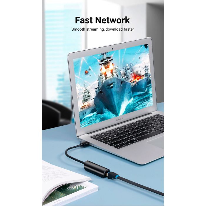 Перехідник USB 3.0 to Ethernet RJ45 1000Mb black Vention (CEHBB) зображення 4