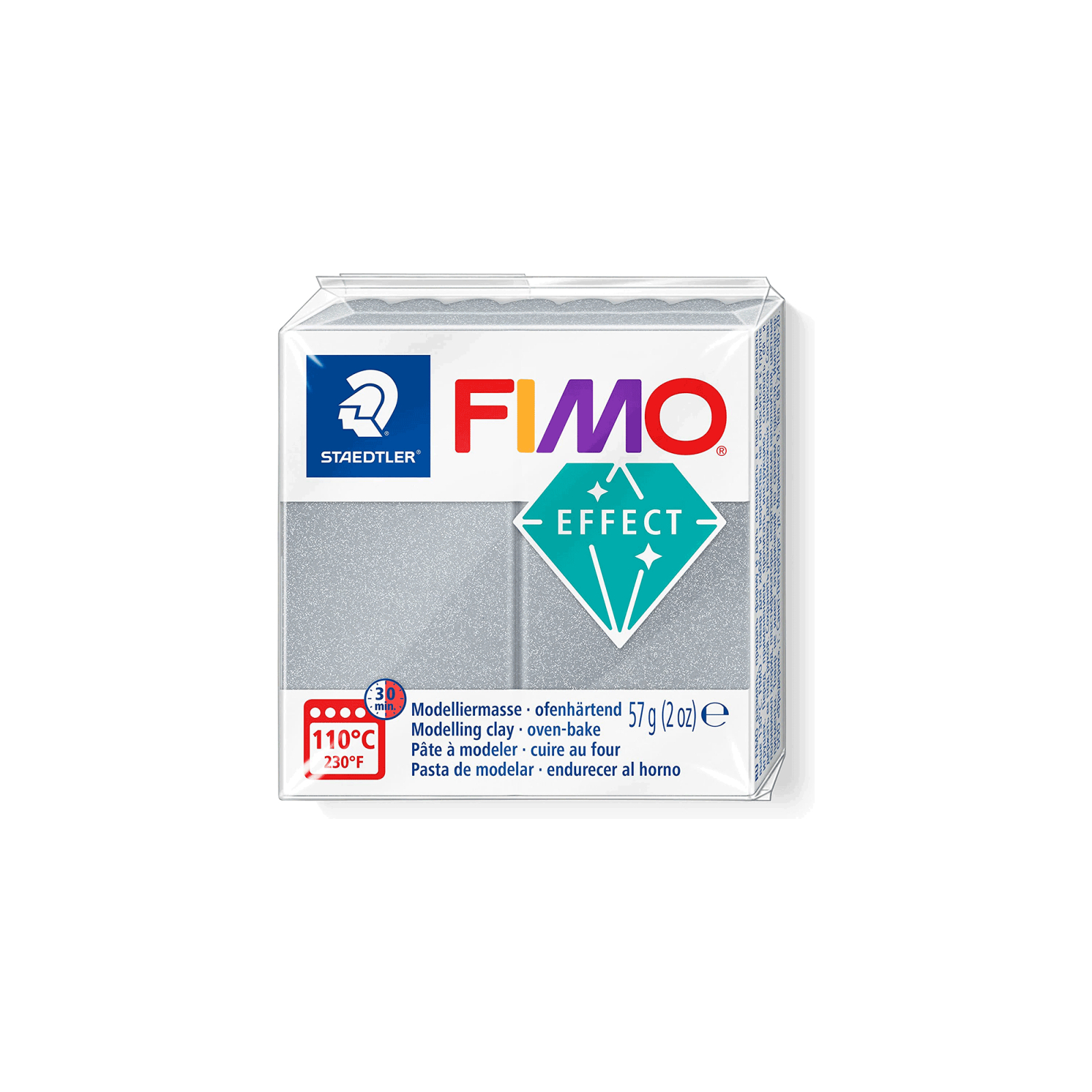 Пластика Fimo Effect, Срібло металік, 57 г (4007817096123)