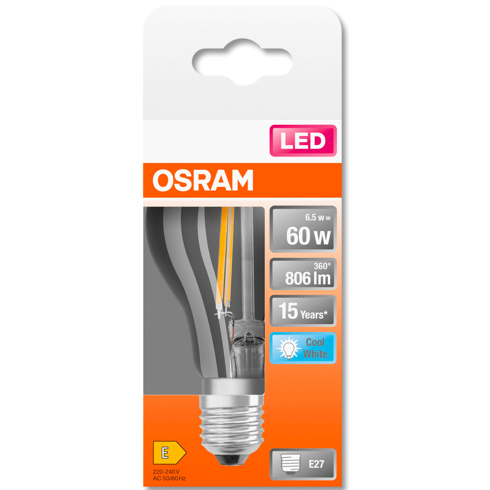 Лампочка Osram LED CL A60 6,5W/840 230V FIL E27 (4058075112308) изображение 4