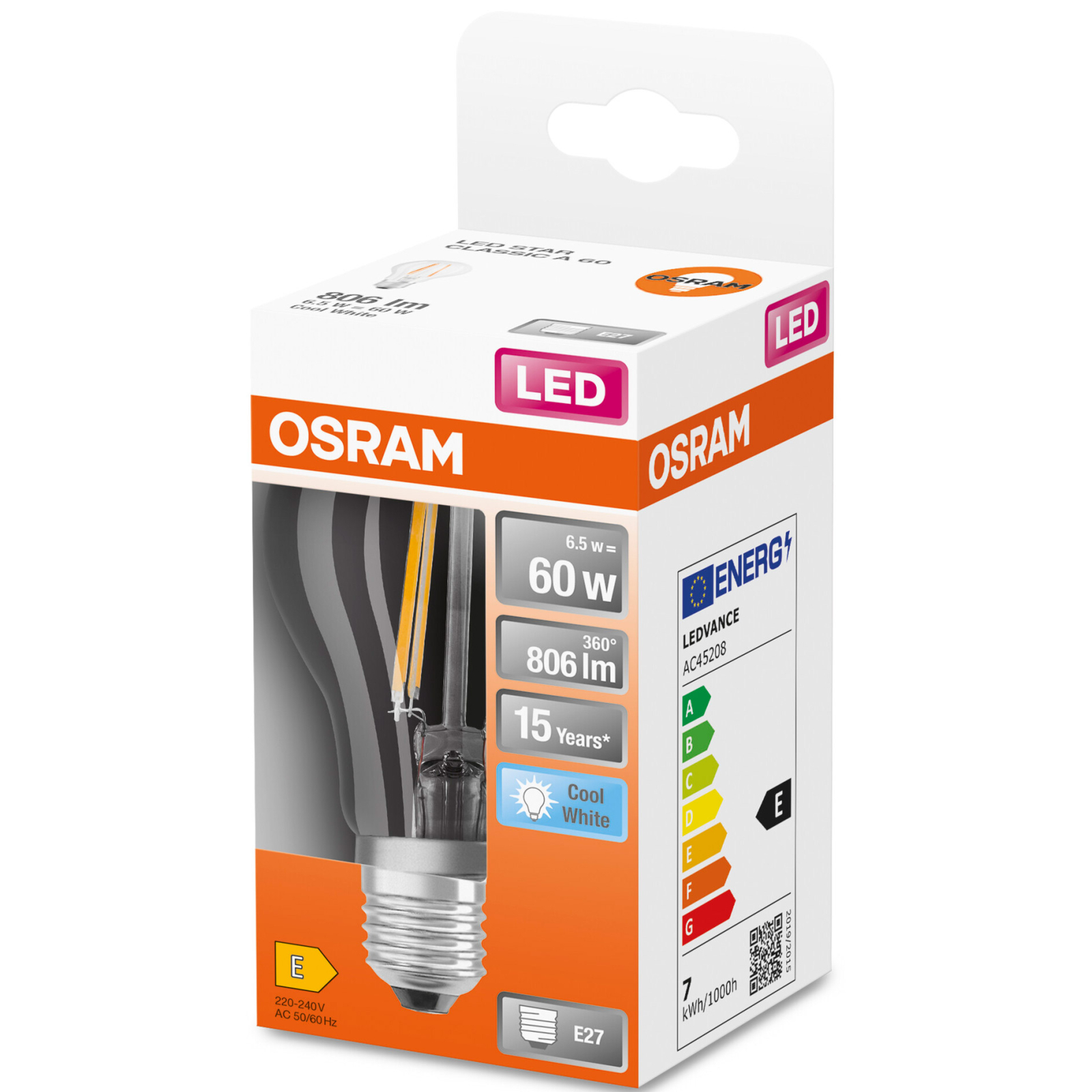 Лампочка Osram LED CL A60 6,5W/840 230V FIL E27 (4058075112308) изображение 5