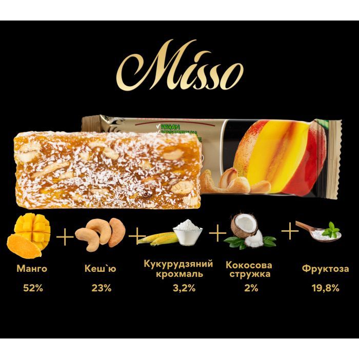 Батончик Misso Fitbar Манго и кешью 30 г (4820232570364) изображение 2