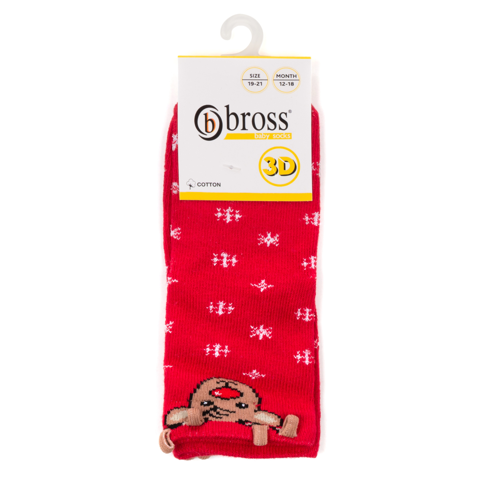 Шкарпетки дитячі Bross новорічні з оленем (21248-12-18-red)